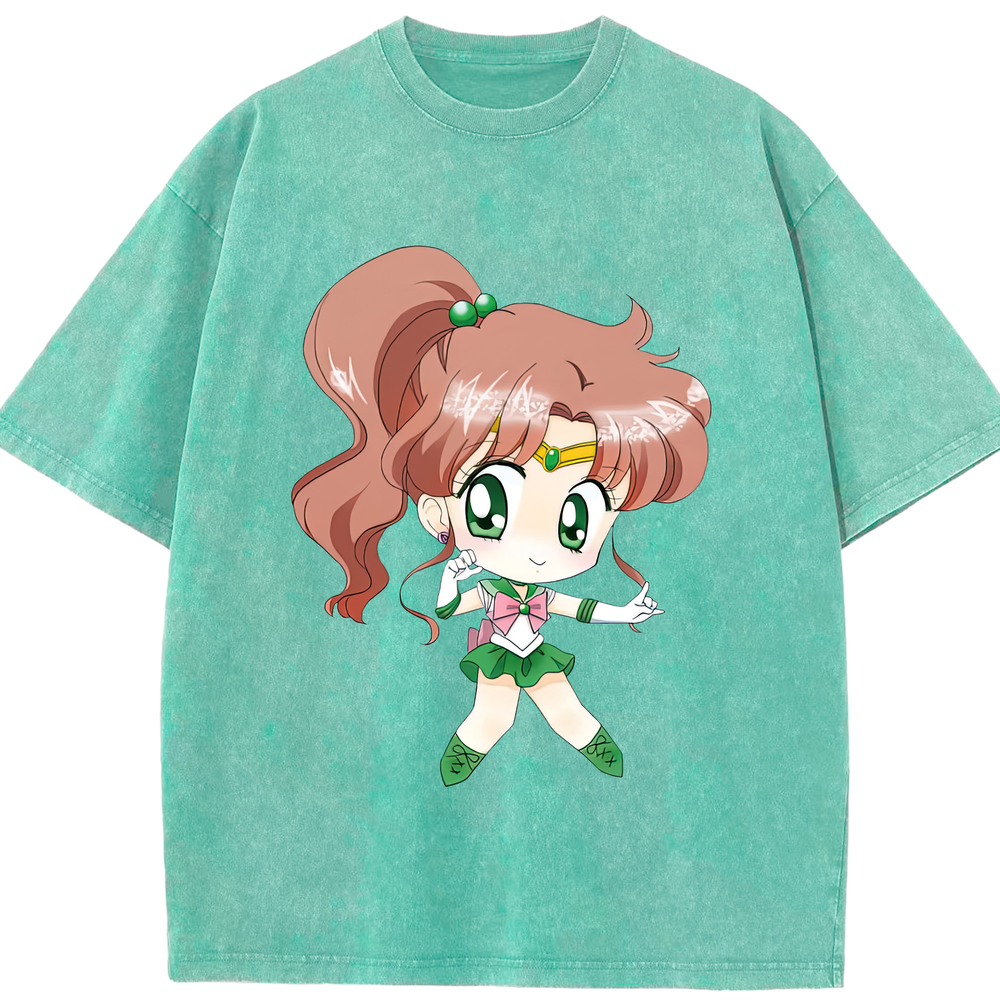 （画像用） 美少女戦士セーラームーン 木野 まこと きの まこと Sailor Moon Kino Makoto （セーラージュピター；Sailor Jupiter） 綿100% ヴィンテージ風 半袖Tシャツ（フロントプリント）